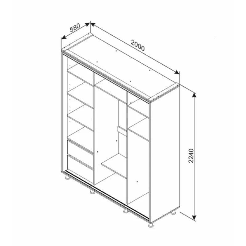 Carcasa dulap Ambianta 2.0M SONOMA INCHIS