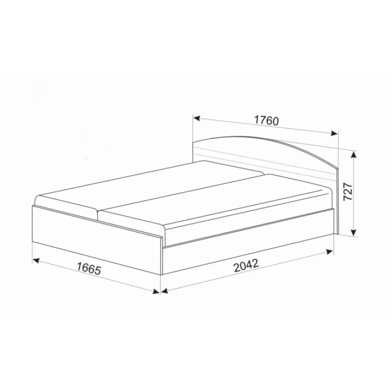 Кровать Ambianta INTER, Двуспальная,  Сонома тёмный, 160 x 200