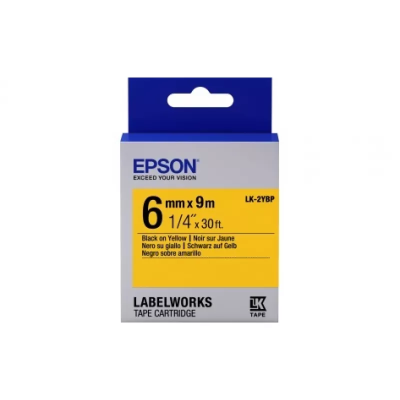 Cartus EPSON LK2YBP;  6mm/9m Pastel,  Black/Yellow,  C53S652002