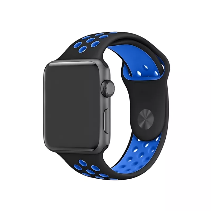Ремешок браслет для часов OEM SPORT APPLE WATCH STRAP  SILICA GEL 42/44 M/L BLUE BLACK