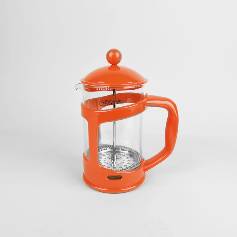 French-press Maestro MR-1665-800, 0.8 l,  Plastic,  Sticla termorezistenta,  Verde,  Portocaliu,  Rosu