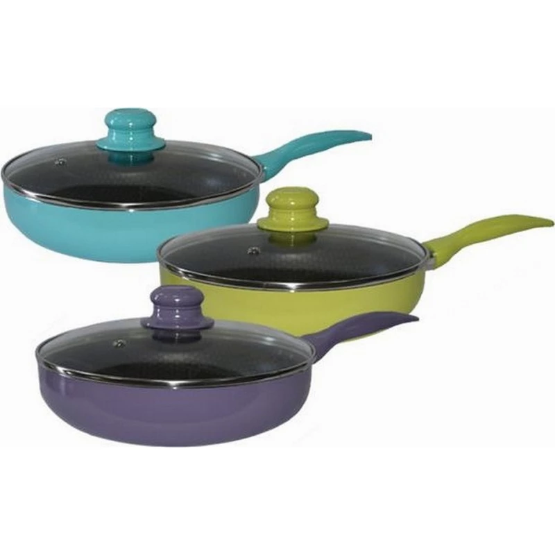 Сковорода Maestro MR-1202-26, 26 см,  Алюминий,  Керамика с антипригарным покрытием,  Жёлтый,  Фиолетовый,  Голубой