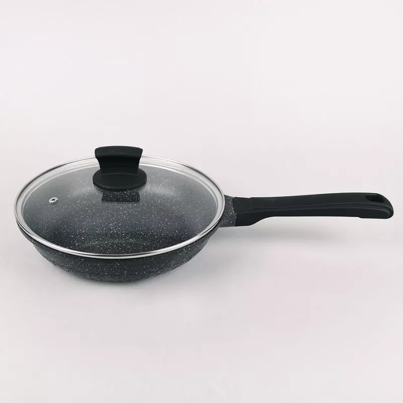 Сковорода с крышкой Maestro MR-1225-20, 20 см,  Алюминий,  Гранит с антипригарным покрытием,  Чёрный