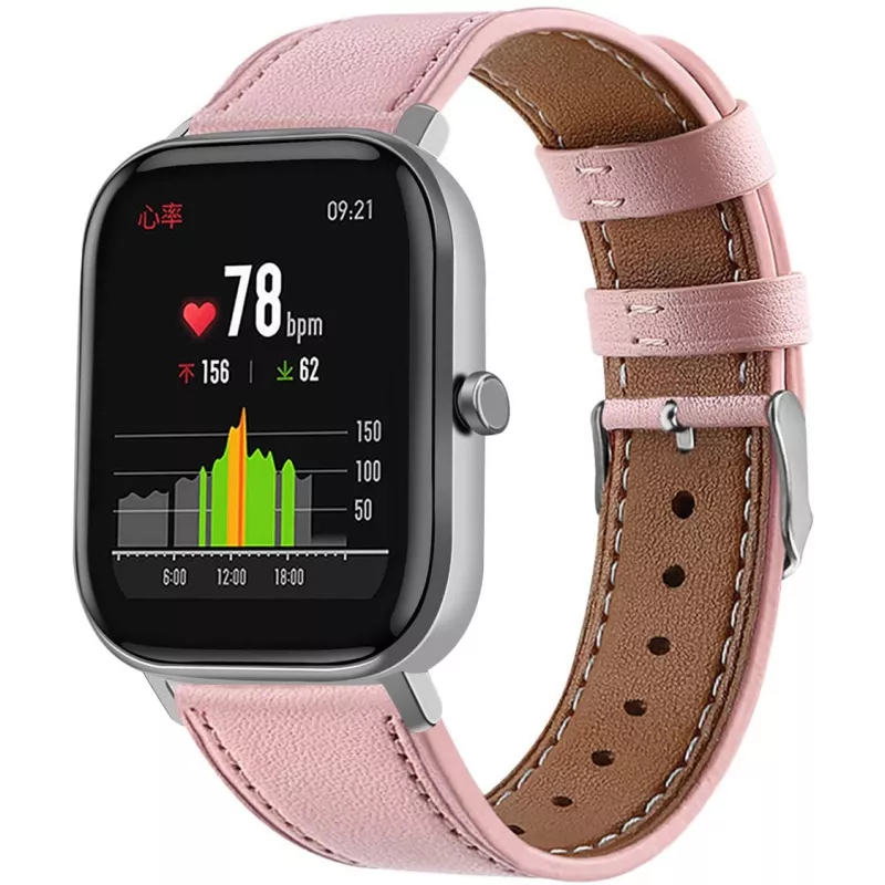 Ремешок браслет для часов Xiaomi STRAP LEATHER AMAZFIT 20MM PINK