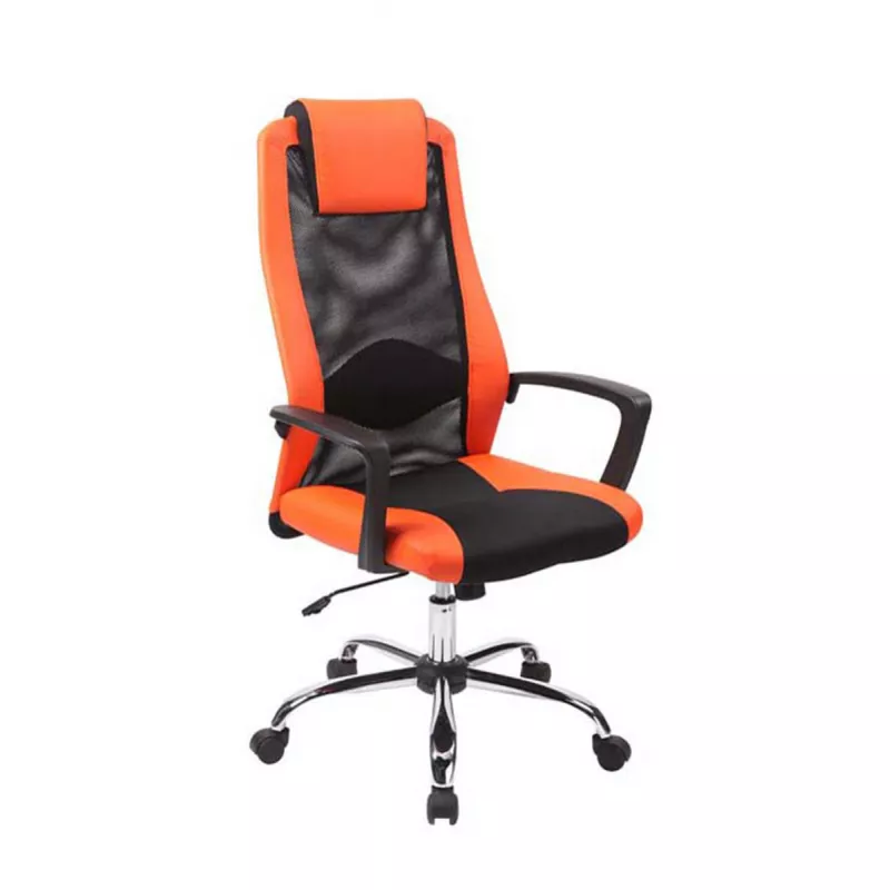 Fotoliu de birou Nowy Styl DAKAR PLUS ORANGE, Piele ecologica,  Plasa acrilica,  Gazlift,  Negru,  Oranj