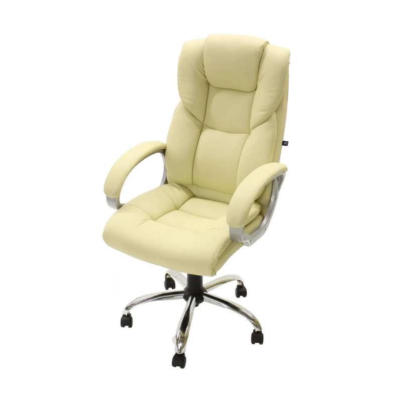 Fotoliu de birou Nowy Styl MORFEO CHROME ECO 07, Metal cu aplicari din plastic,  Piele ecologica,  Gazlift,  Bej,, 51.5 x 48 x 111-122