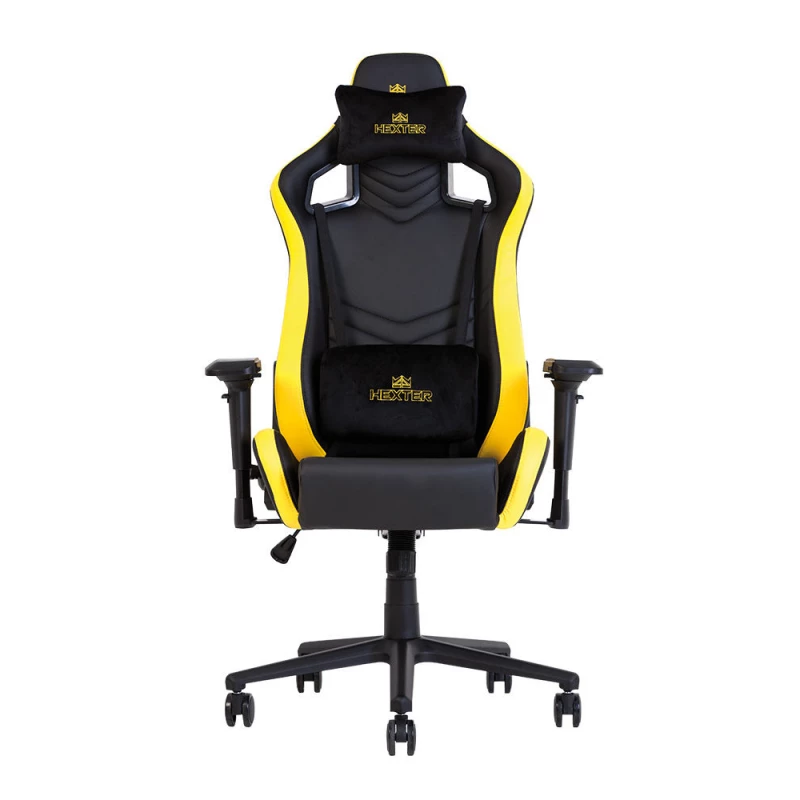Игровое геймерское кресло Nowy Styl HEXTER PRO R4D TILT MB70 ECO/01, Сталь,  Пенополиуритан,  Экокожа,  Газлифт,  Черный,  Желтый