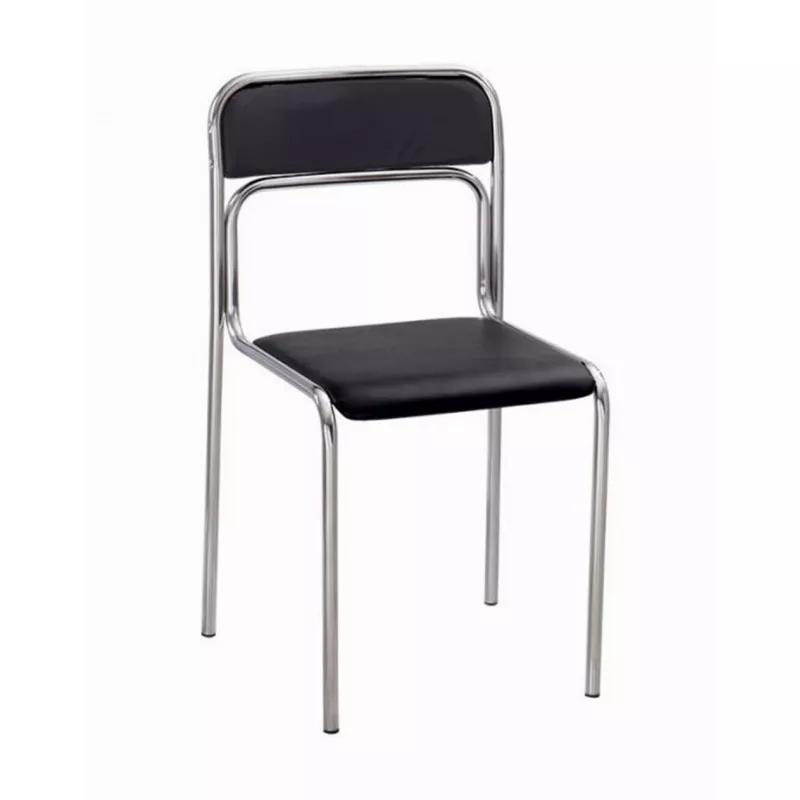 Scaun Nowy Styl ASCONA CHROME V-CERATA, Metal cromat,  Piele eco,  Negru, 81 x 45 x 46