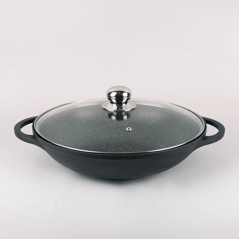 Сковорода с крышкой Maestro WOK MR - 4832, 32 см,  Алюминий,  Гранит с антипригарным покрытием,  Чёрный