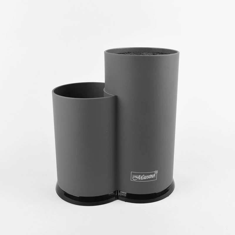 Suport de cutite Maestro MR-1438- A, 22 x 20 x 12 cm,  Plastic,  Gri inchis,  Gri deschis