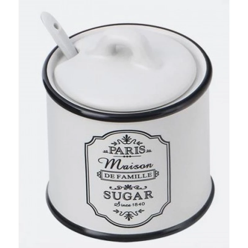 Recipient pentru zahar Maestro MR-20030-09, 10 cm,  Ceramica,  Alb,  Negru