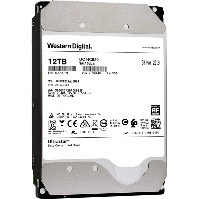 HDD WD ULTRASTAR HE12 (0F30146), 3.5 12.0TB, 256MB 7200rpm