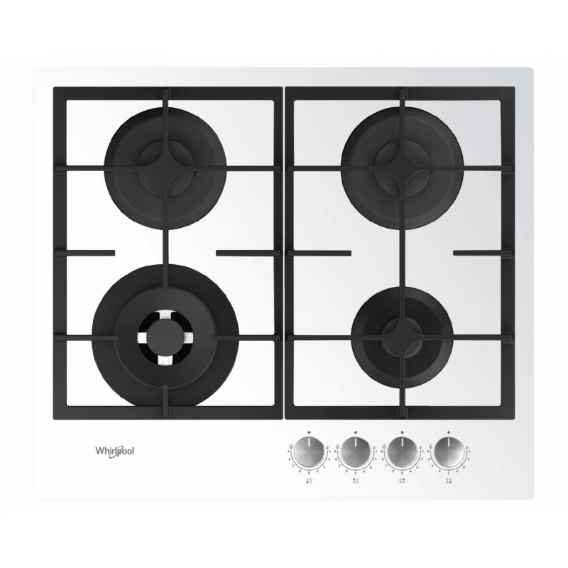Варочная газовая панель WHIRLPOOL GOFL 629/WH, 4 конфорки, Конфорка Wok, Закаленное стекло, Электроподжиг, Белый, Черный