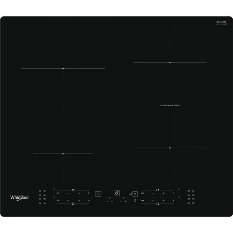 Plita incorporabila cu inductie Whirlpool WB B8360 NE, 4 arzatoare,  Vitroceramica,  Control sensor,  Negru