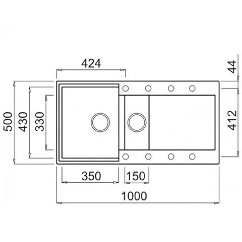 Chiuveta Elleci EASY 475 G68, Incastrabila,  Granit,  Bianco, LGY47568