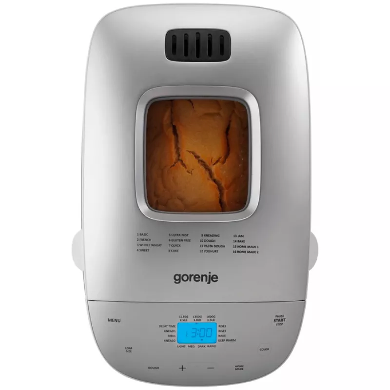 Masina de copt paine GORENJE BM1600WG, 550 W,  900 g,  15 programe,  Display,  Alb