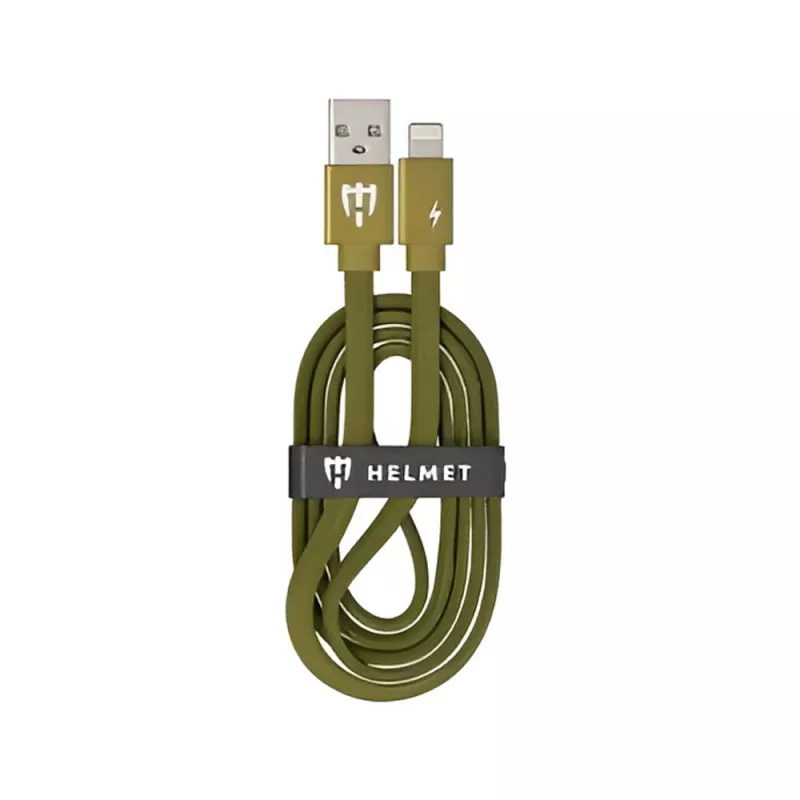 Кабель HELMET CABLE USB TO LIGHTNING KEVLAR FLAT 1M,  CAMO