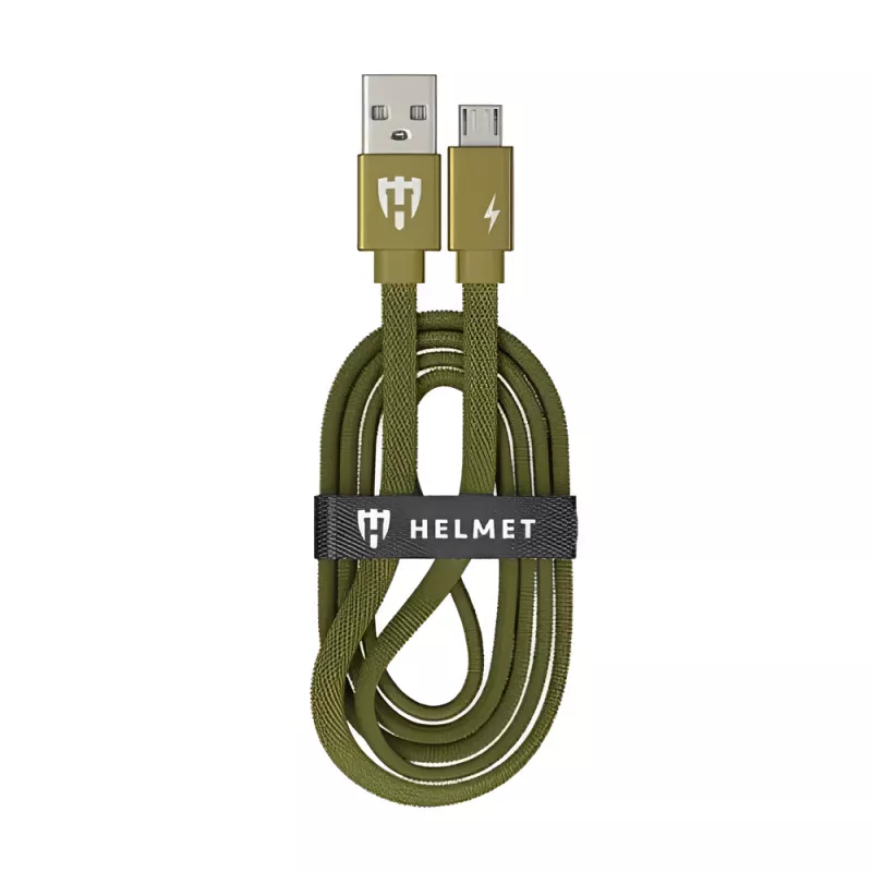 Cablu HELMET CABLE USB TO MICRO USB KEVLAR FLAT 1M,  CAMO