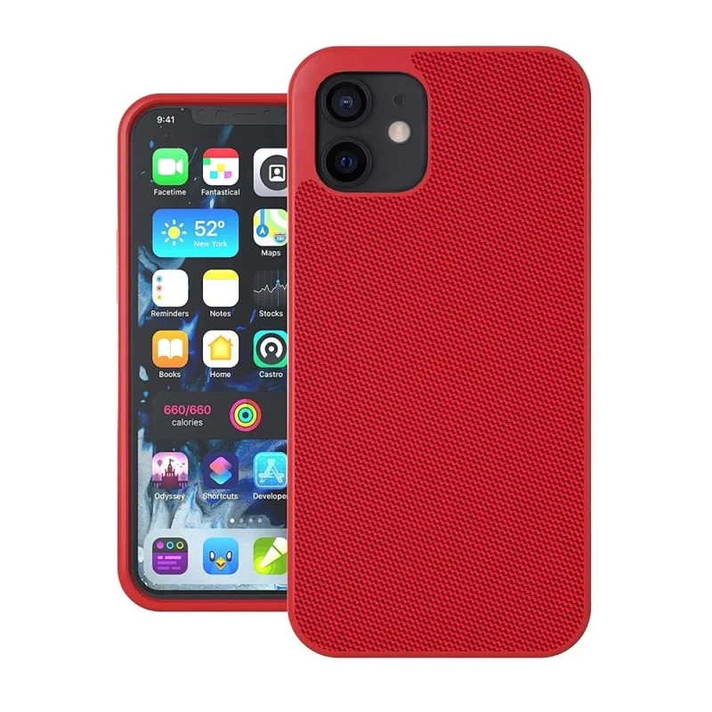 Чехол HELMET CASE TPU IPHONE 12 MINI NYLON SERIES,  RED, 5.4”