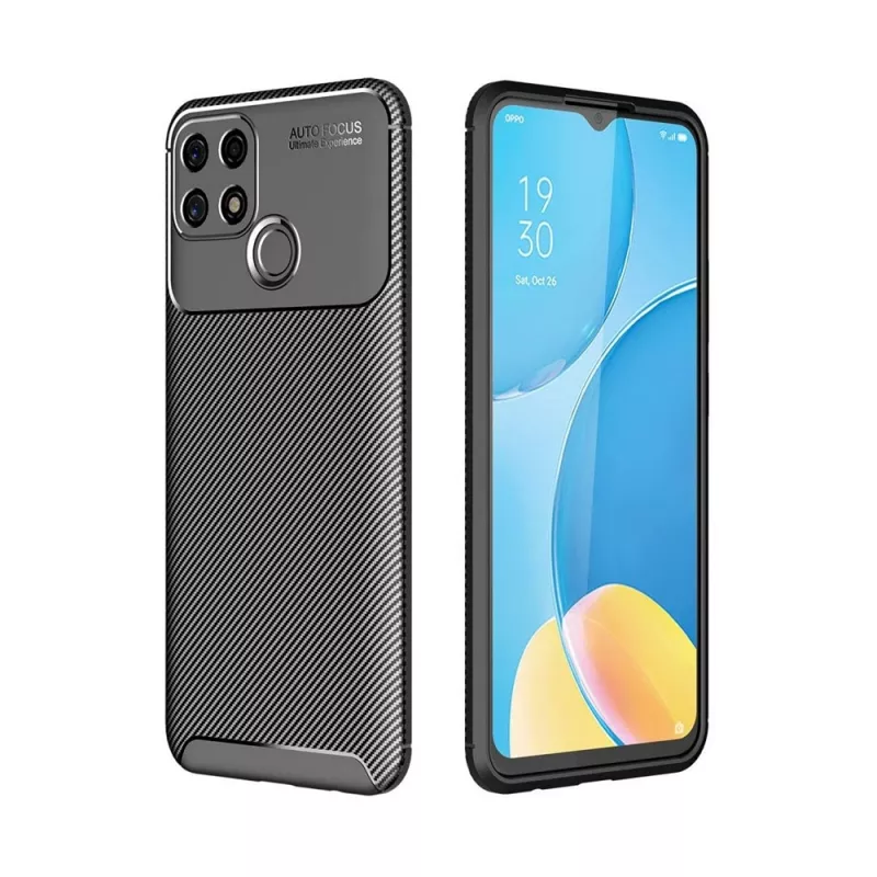 Husa HELMET CASE CARBON OPPO A15/15S FIBER,  BLACK, 6.52"