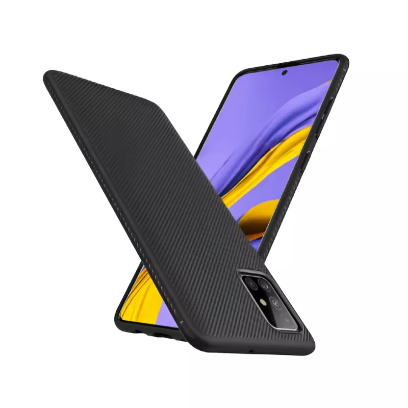 Husa HELMET CASE TPU SAMSUNG A41 LEATHER NYLON,  BLACK, 6.1"