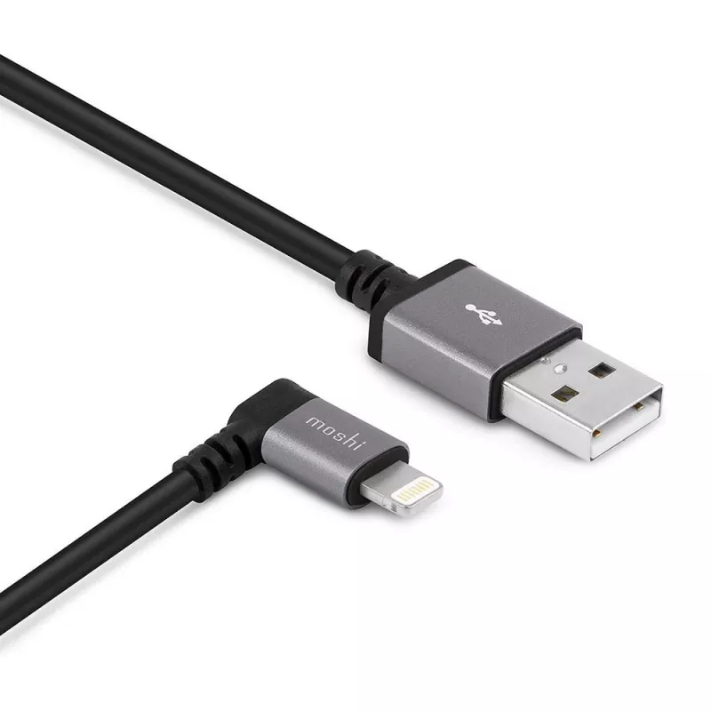 Кабель OEM LIGHTNING CABLE MOSHI,  WITH CONECTOR 90 DEGREES,  BLACKMOSHI'S USB TO LIGHTNING CABLE,  3.3 FT (1 M),  WILL CHARGE & SYNC Y