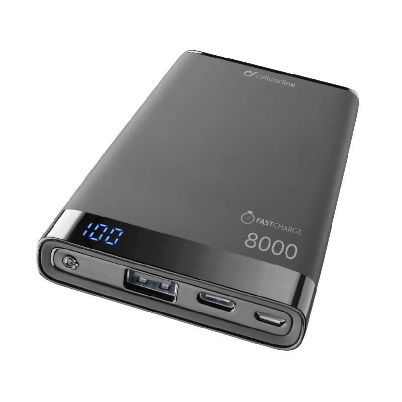 Power Bank Cellular Line POWER BANK CELLULARLINE 8000MAH USB C,  SLIM,  BLACK
