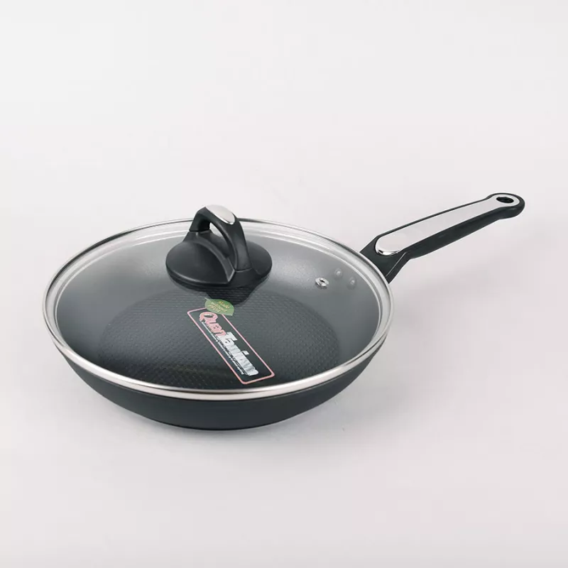 Сковорода с крышкой Maestro MR-1207-22, 22 см,  Литой алюминий,  Антипригарное покрытие Quan Tanium,  Чёрный