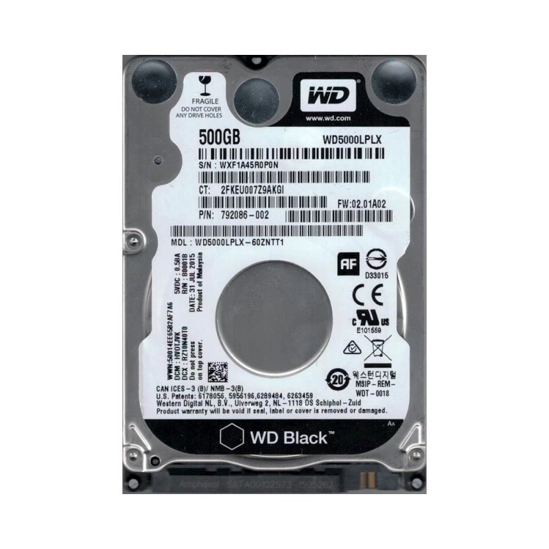 HDD WD Black (WD5000LPLX), 2.5 500GB, 32MB 7200rpm 7mm Factory Refubrished