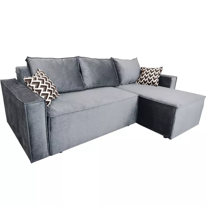 Canapea de colt DP KALIFORNIA COLTAR, Lemn,  Spuma poliuretanica,  Stofa,  Gri, 250 x 81 x 85