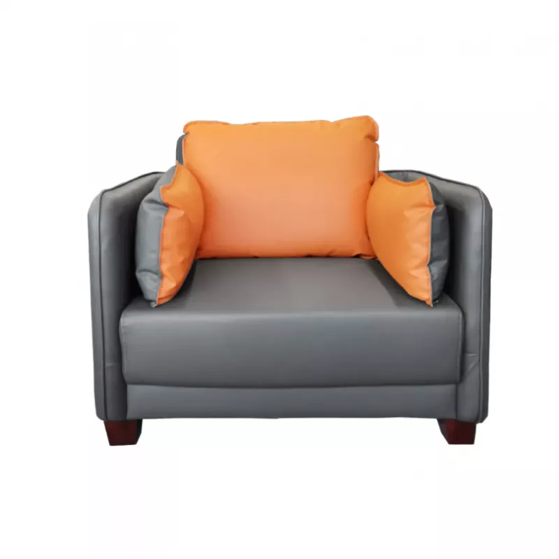 Fotoliu DP W1203, Piele artificiala,  Gri,  Oranj, 90 x 83 x 52
