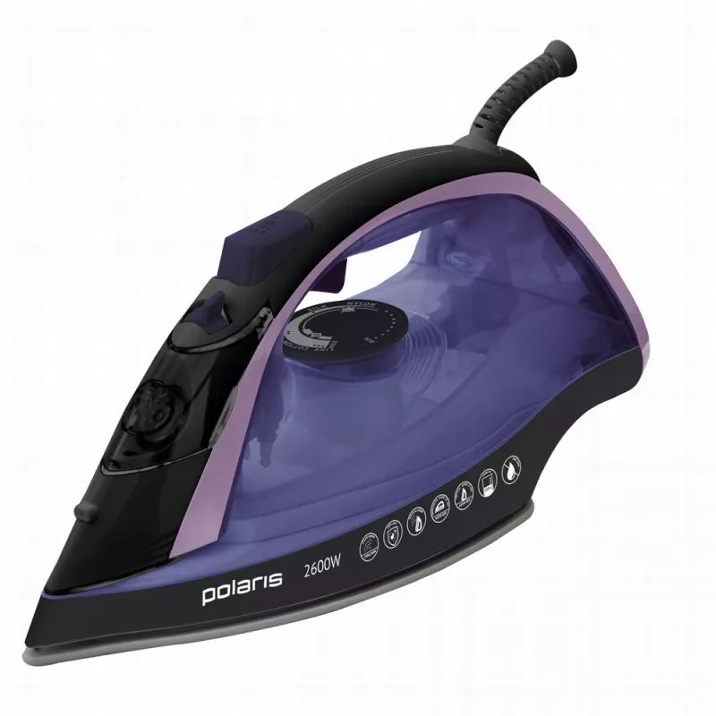 Fier de calcat POLARIS PIR2668AK, Talpa PRO 5 ceramic,  2600 W,  Jet abur 190 g, min,  350 ml,  Negru,  Violet