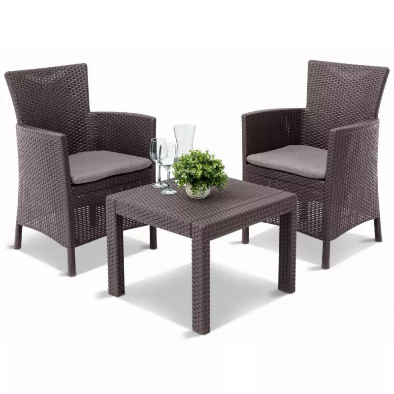Set mobila de gradina Alibert ROSARIO BALCONY SET BROWN, Polipropilena,  Maro, 62 x 60 x 89,  59 x 59 x 43