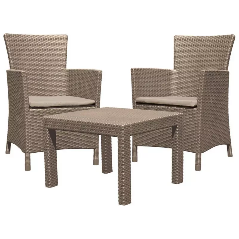 Set mobila de gradina Alibert ROSARIO BALCONY SET CAPPUCCINO, Polipropilena,  Capuccino, 62 x 60 x 89,  59 x 59 x 43