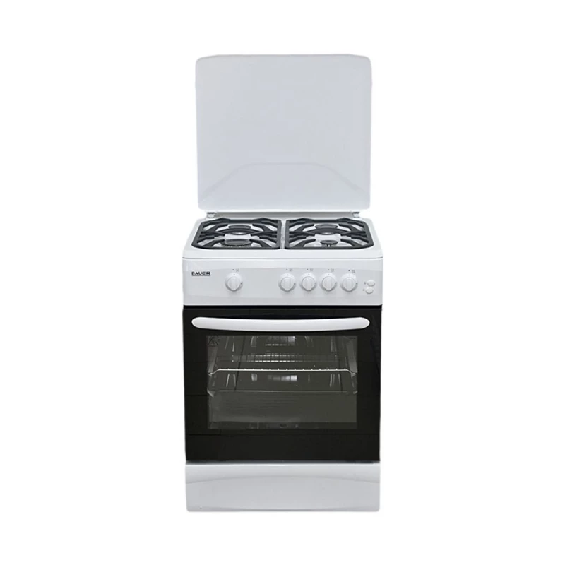 Aragaz BAUER TG 6640 WIC, 65 l,  4 arzatoare,  Aprindere electrica,  Curatare traditionala,  60 cm,  Alb, Negru