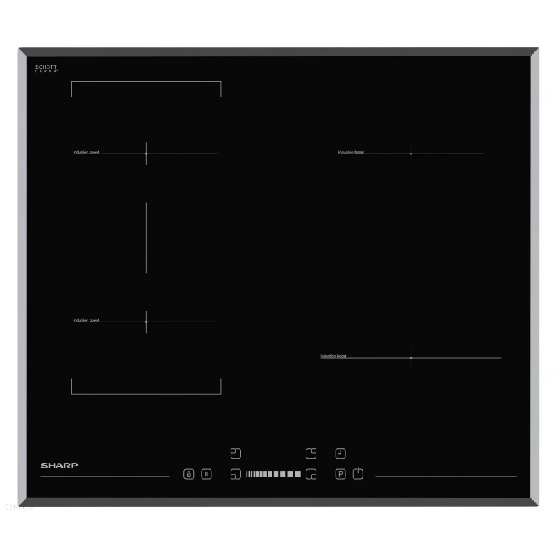 Plita incorporabila cu inductie SHARP KH6I27CS00EU, 4 arzatoare,  Vitroceramica,  Control sensor,  Negru