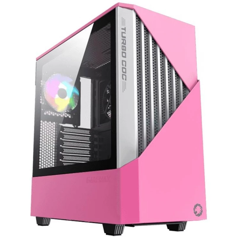 Carcasa fara PSU GAMEMAX Contac COC Pink/Grey, ATX