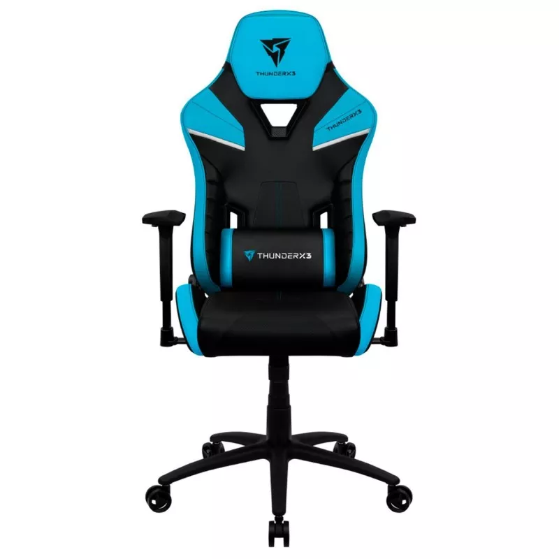 Fotoliu Gaming ThunderX3 TC5 Black/Azure Blue, Metal,  Piele eco,  Gazlift,  Negru,  Albastru azuriu