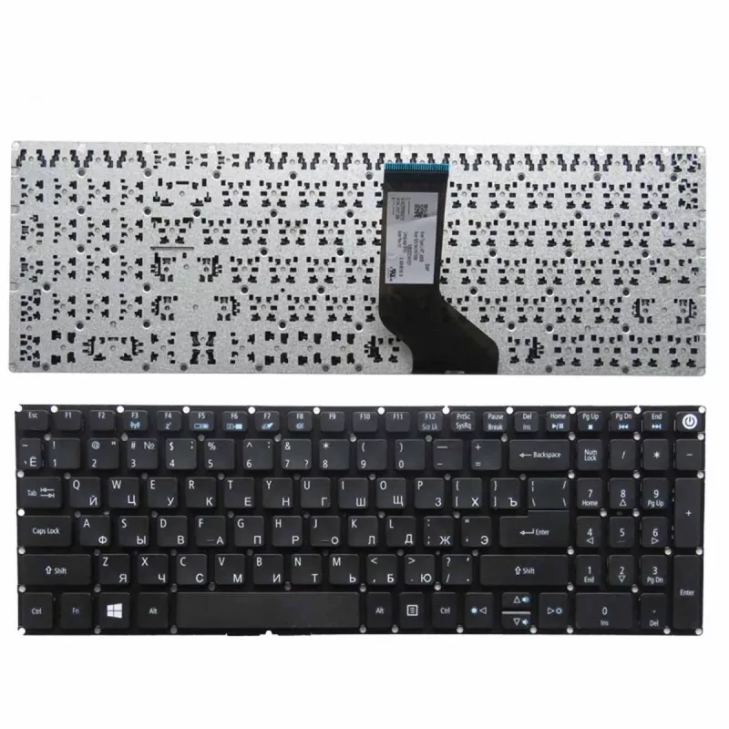 Клавиатура для ноутбука OEM KEYBOARD ACER ASPIRE E5-522 E5-532 E5-573 E5-722 E5-772 E5-575 E5-523 ES1-572 F5-521 F5-522 W/O FRAME ENG/RU BLACK ORIGINAL