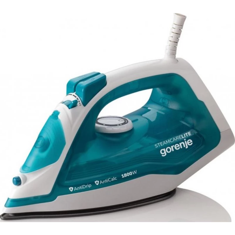 Утюг GORENJE SIH1800TQC, Подошва керамика,  1800 Вт,  Паровой удар 80 г, мин,  250 мл,  Бирюзовый,  Белый