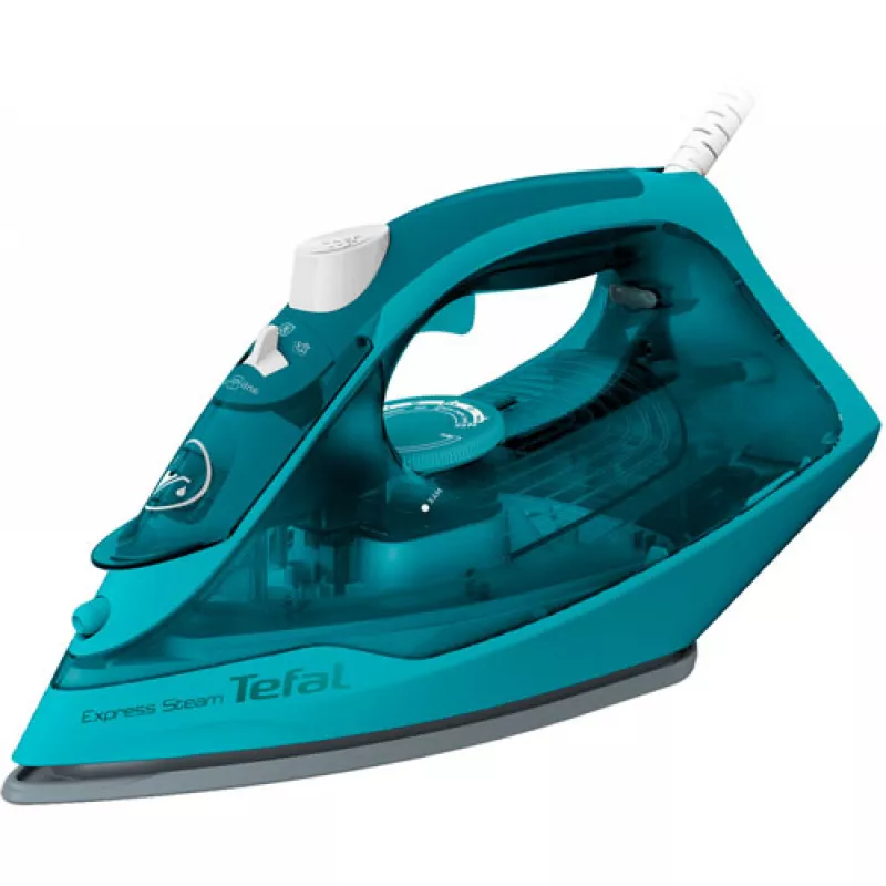 Fier de calcat Tefal FV2867E0, Talpa metaloceramica,  2400 W,  Jet, abur 200 g, min,  270 ml,  Turcoaz
