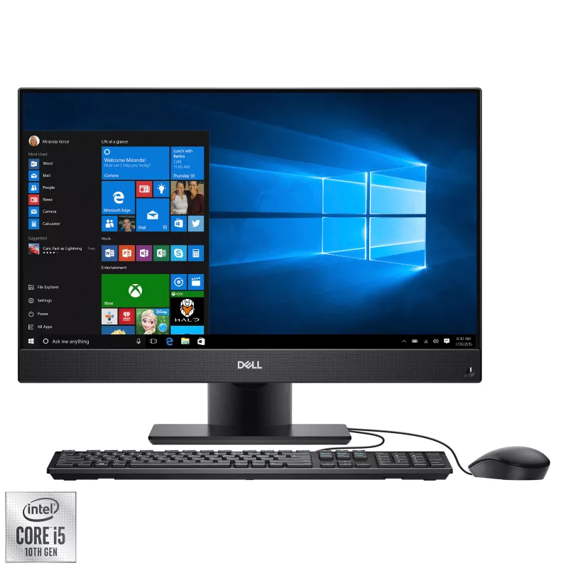 PC All-in-One DELL OptiPlex 5480 Black, 23.8, IPS FHD Core i5-10500T 8GB 256GB SSD Intel UHD Ubuntu Keyboard+Mouse