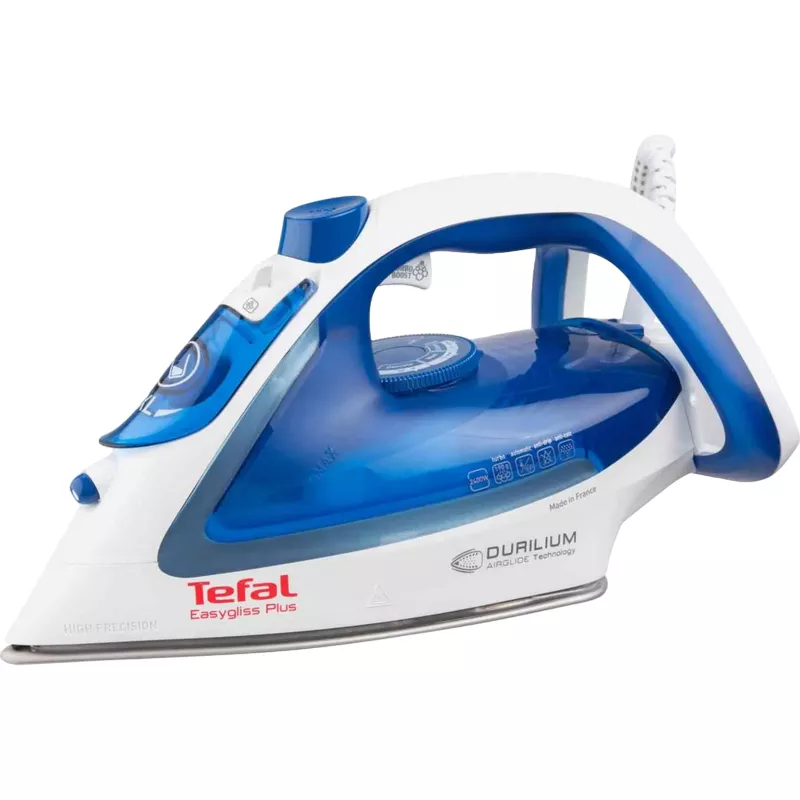 Fier de calcat Tefal FV5715E0, Talpa Durilium Airglide,  2400 W,  Jet de abur 190 g, min,  270 ml,  Alb, Albastru