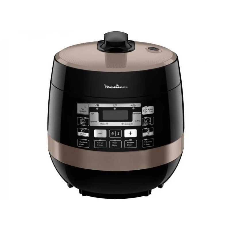 Мультиварка-скороварка MOULINEX CE430A34, 5 л,  1000 Вт,  33 программы,  Жаркое,  плов,  каша,  выпечка,  пицца,  десерт,  суп,  паста,  Чёрный,  Коричневый