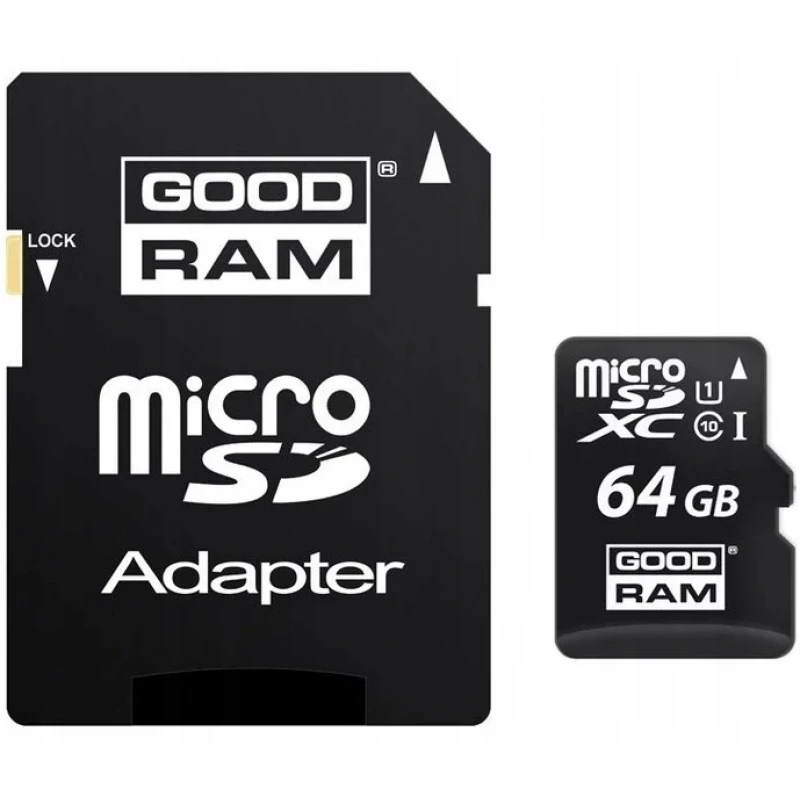 Карта памяти GOODRAM MicroSD, M1AA, 64GB, Class10,  U1,  UHS-I,  SD adapter