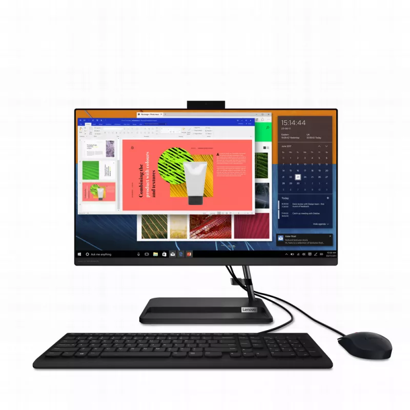 PC All-in-One LENOVO IdeaCentre AIO 3 24ALC6 Black, 23.8, IPS FHD Ryzen 5 5500U 8GB 512GB SSD Radeon Graphics No OS Wireless Keyboard+Mouse F0G1001ARK