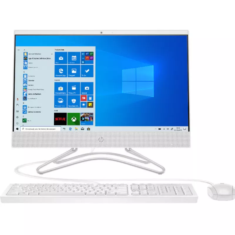 PC All-in-One HP 200 G4 Snow White, 21.5, IPS FHD Core i3-10110U 8GB 256GB SSD DVD Intel UHD Win10Pro Keyboard+Mouse 2B429EA