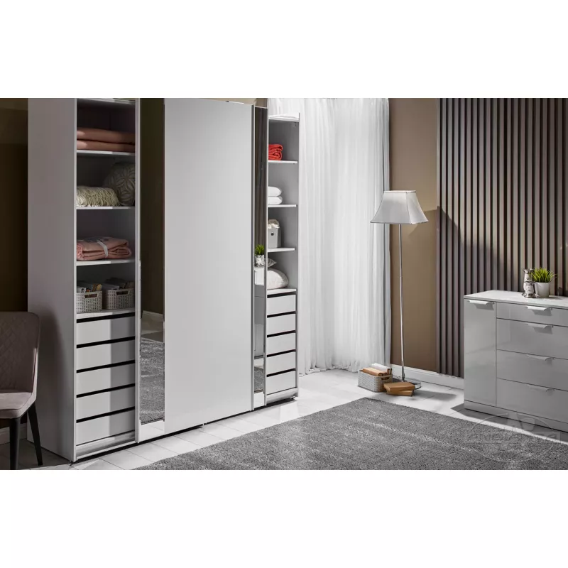 Dulap cu usi glisante Ambianta MONTREAL, PAL melaminat,  Alb, 200 x 60 x 230