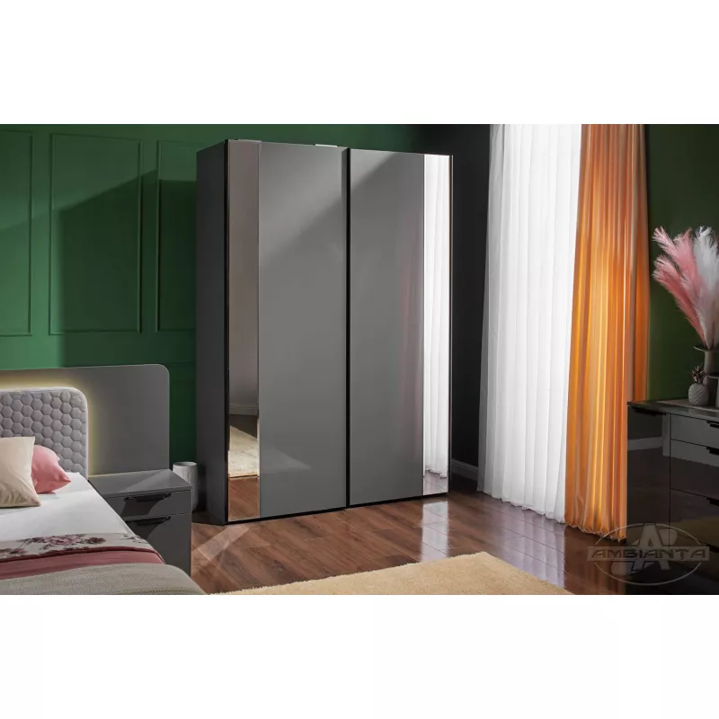 Dulap cu usi glisante Ambianta MONTREAL, PAL melaminat,  Antracit, 160 x 60 x 230