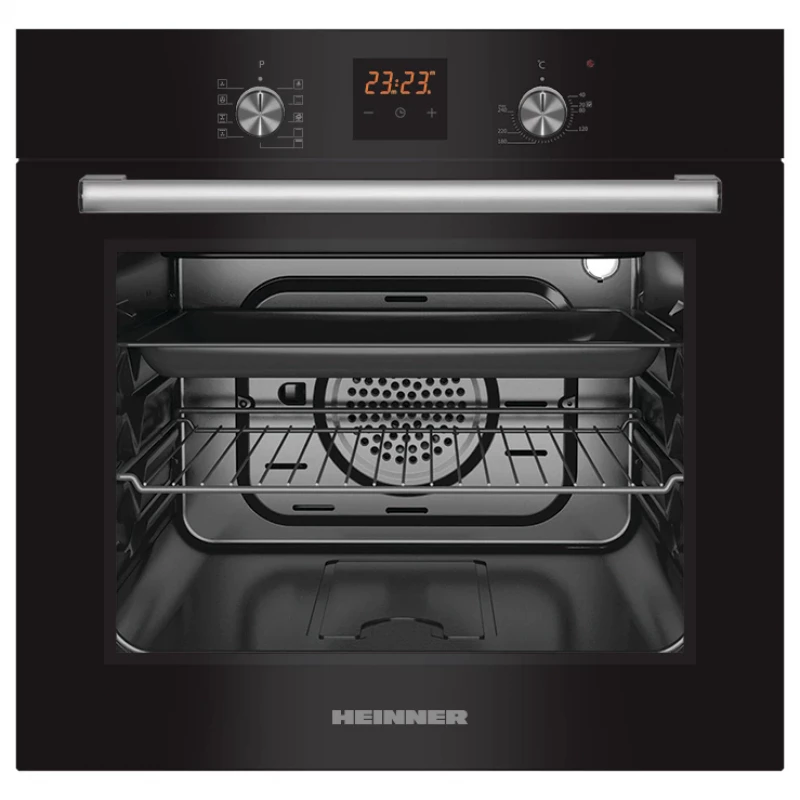 Cuptor electric incorporabil Heinner HBO-S569LDTGC-GBK, 56 l,  9 functii,  Grill,  Timer,  Curatare hidrolitica,  Negru, A